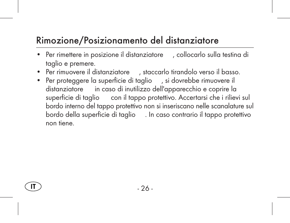 Rimozione/posizionamento del distanziatore | Aquapur KH1919 Lint Remover User Manual | Page 27 / 83