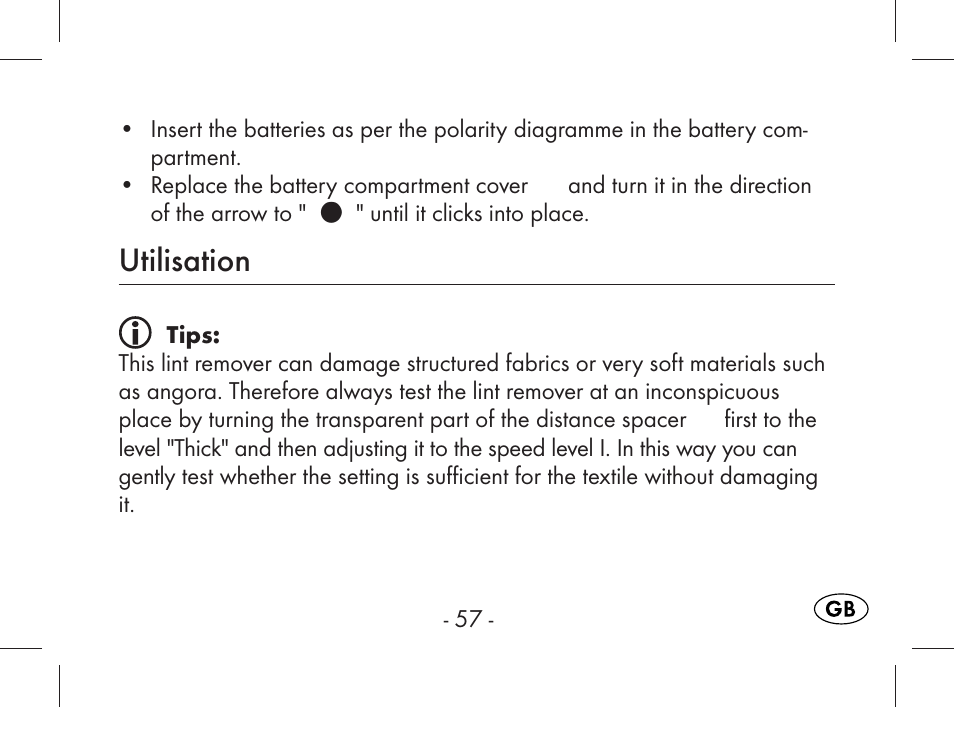 Utilisation | Aquapur KH1919 Lint Remover User Manual | Page 58 / 83