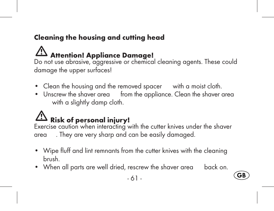 Aquapur KH1919 Lint Remover User Manual | Page 62 / 83