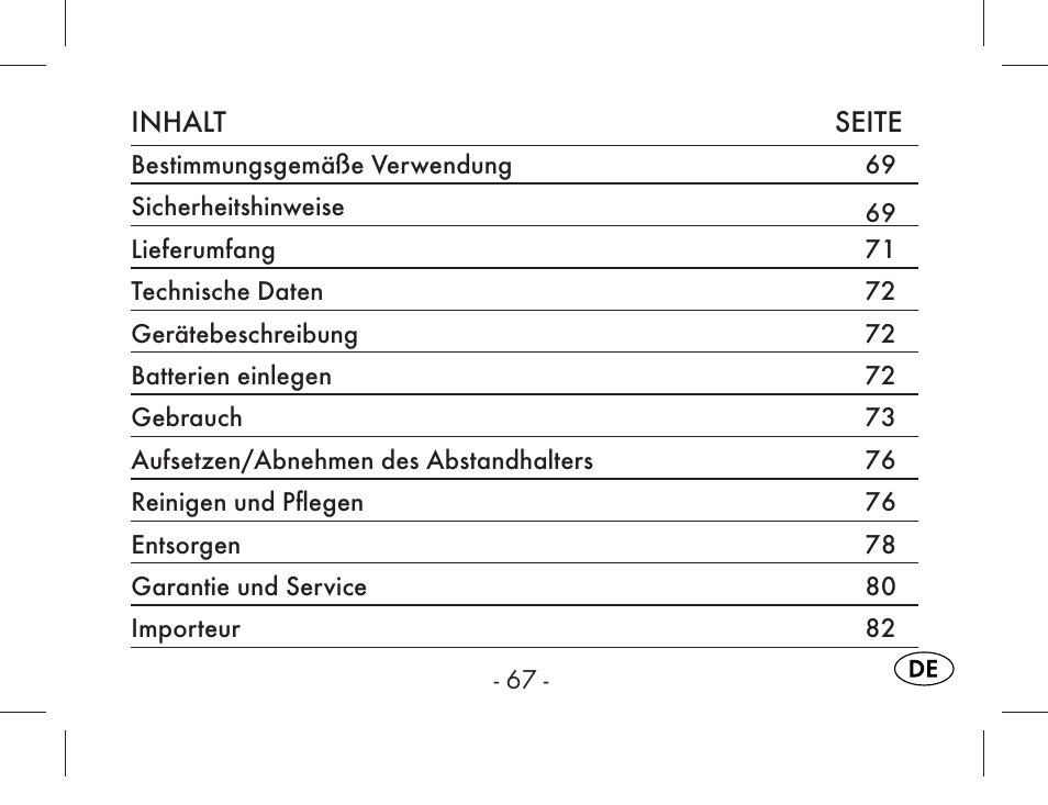 Inhalt seite | Aquapur KH1919 Lint Remover User Manual | Page 68 / 83