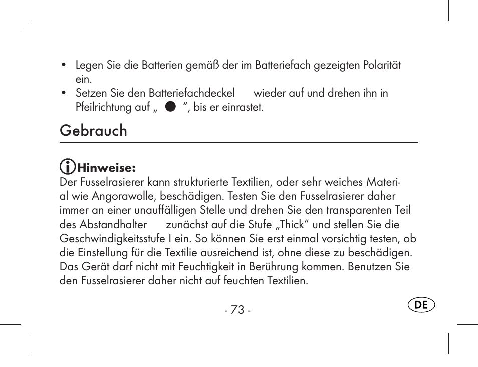 Gebrauch | Aquapur KH1919 Lint Remover User Manual | Page 74 / 83