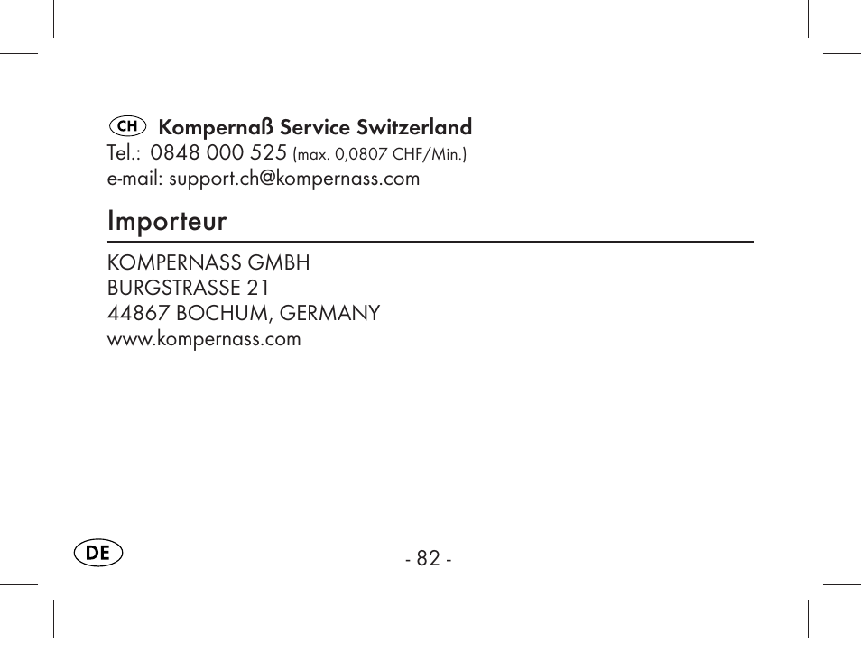 Importeur | Aquapur KH1919 Lint Remover User Manual | Page 83 / 83