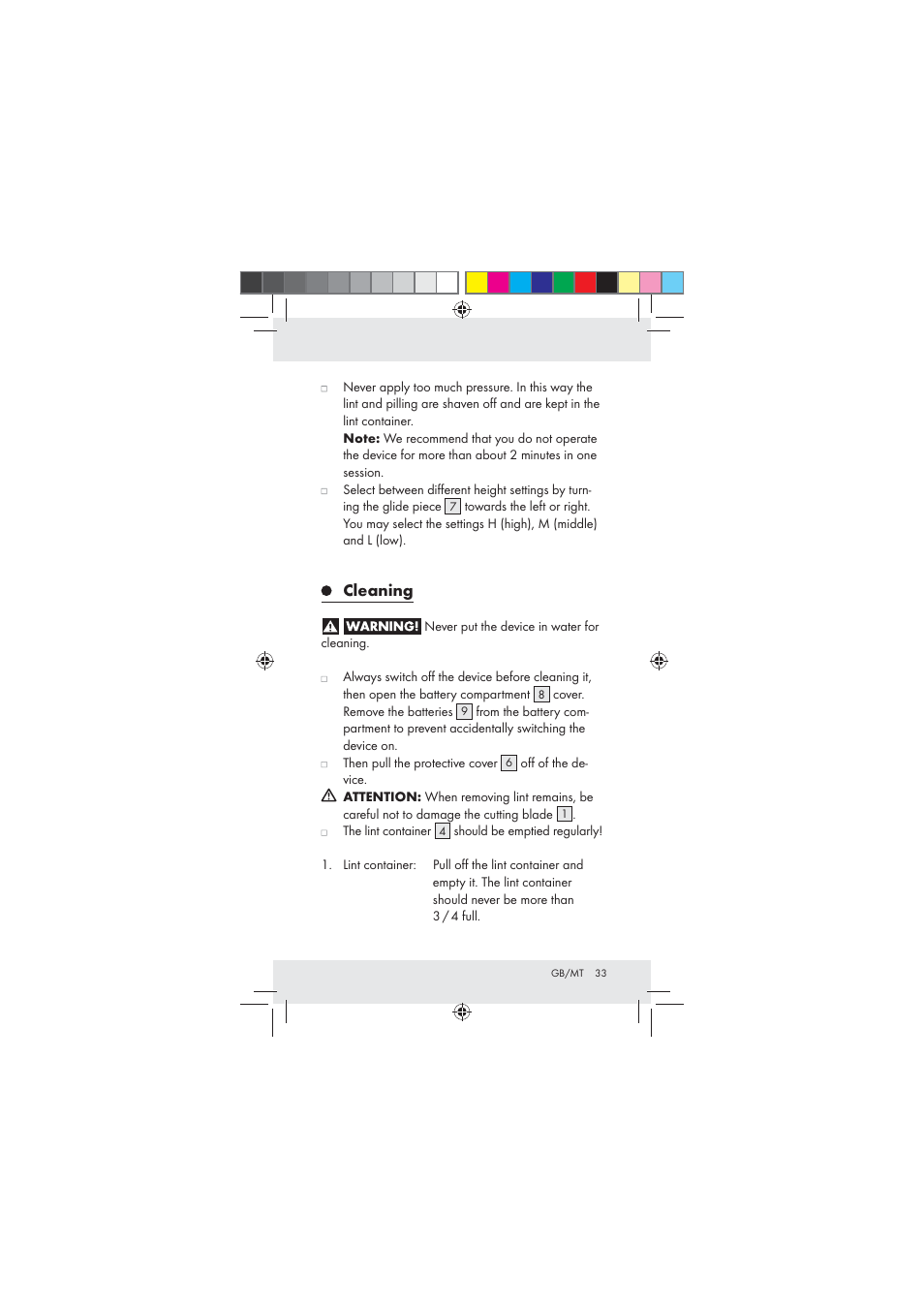 Aquapur Z31136 Lint Remover User Manual | Page 33 / 44