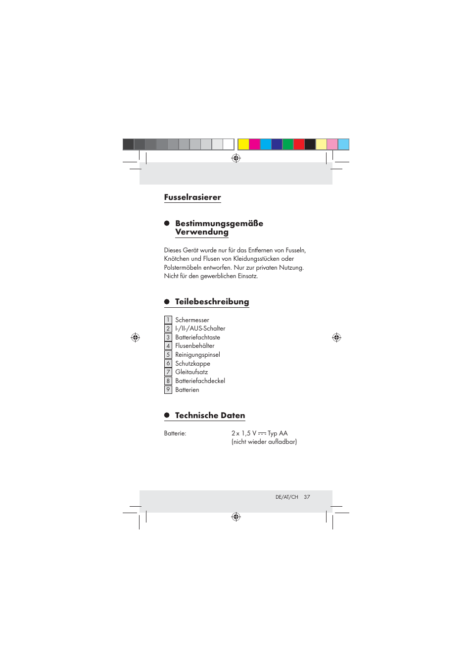 Aquapur Z31136 Lint Remover User Manual | Page 37 / 44