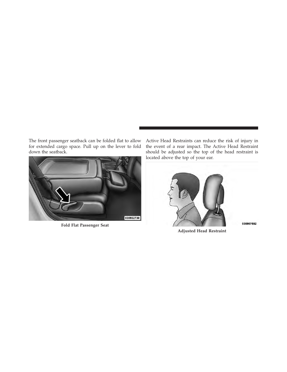 Fold-flat front passenger seat, Adjusting active head restraints | Dodge 2010 Nitro User Manual | Page 139 / 498