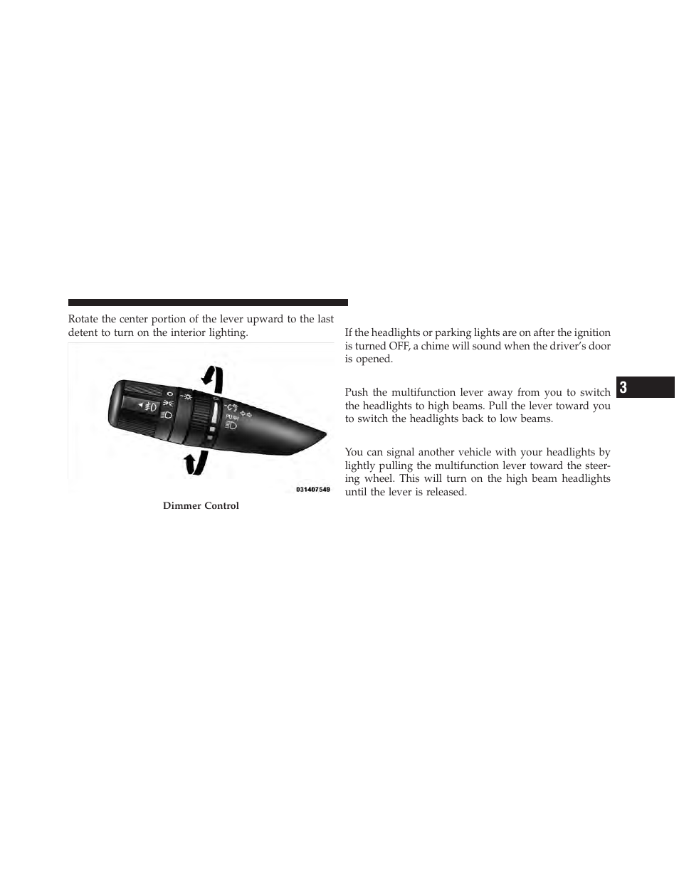 Lights-on reminder, High/low beam switch, Flash-to-pass | Dodge 2010 Nitro User Manual | Page 150 / 498
