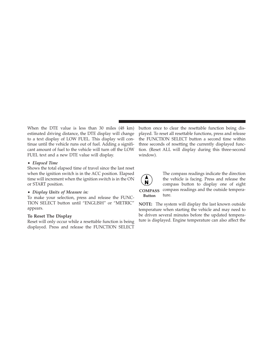 Compass display / eco (fuel saver mode), If equipped | Dodge 2010 Nitro User Manual | Page 217 / 498