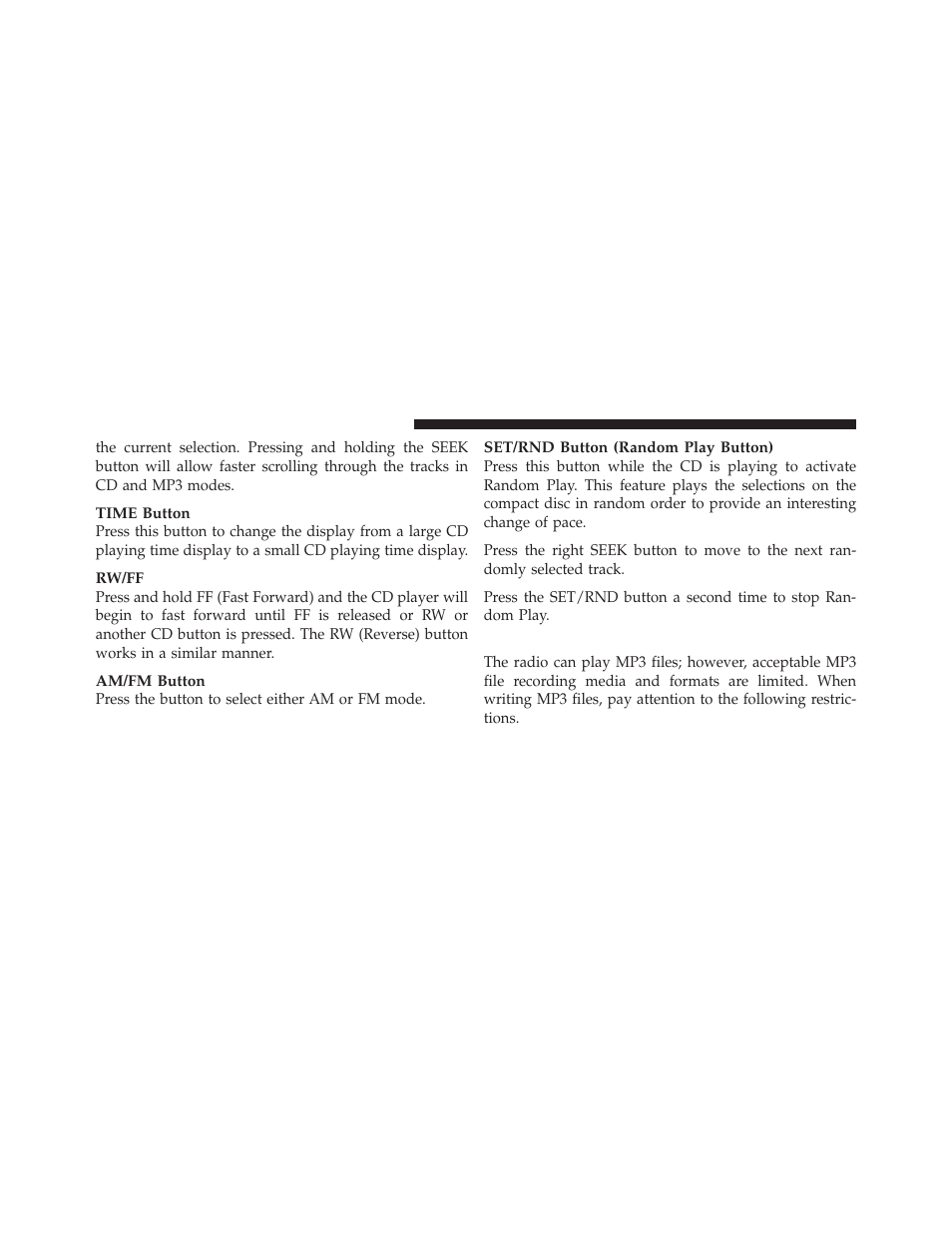 Notes on playing mp3 files | Dodge 2010 Nitro User Manual | Page 261 / 498