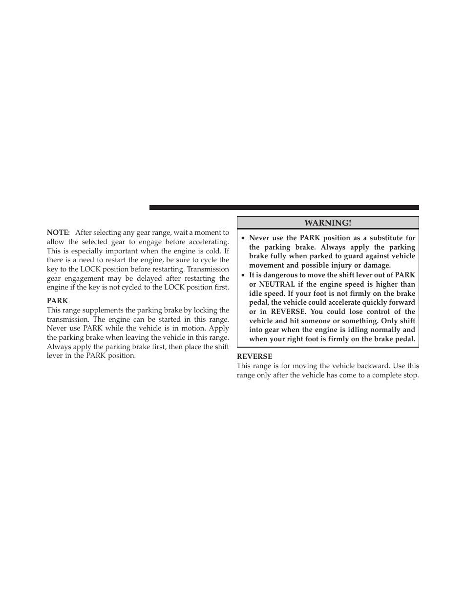 Gear ranges | Dodge 2010 Nitro User Manual | Page 305 / 498