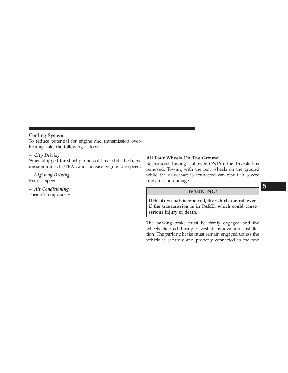 Recreational towing (behind motorhome, etc.), Two-wheel drive models, Recreational towing | Behind motorhome, etc.) | Dodge 2010 Nitro User Manual | Page 384 / 498