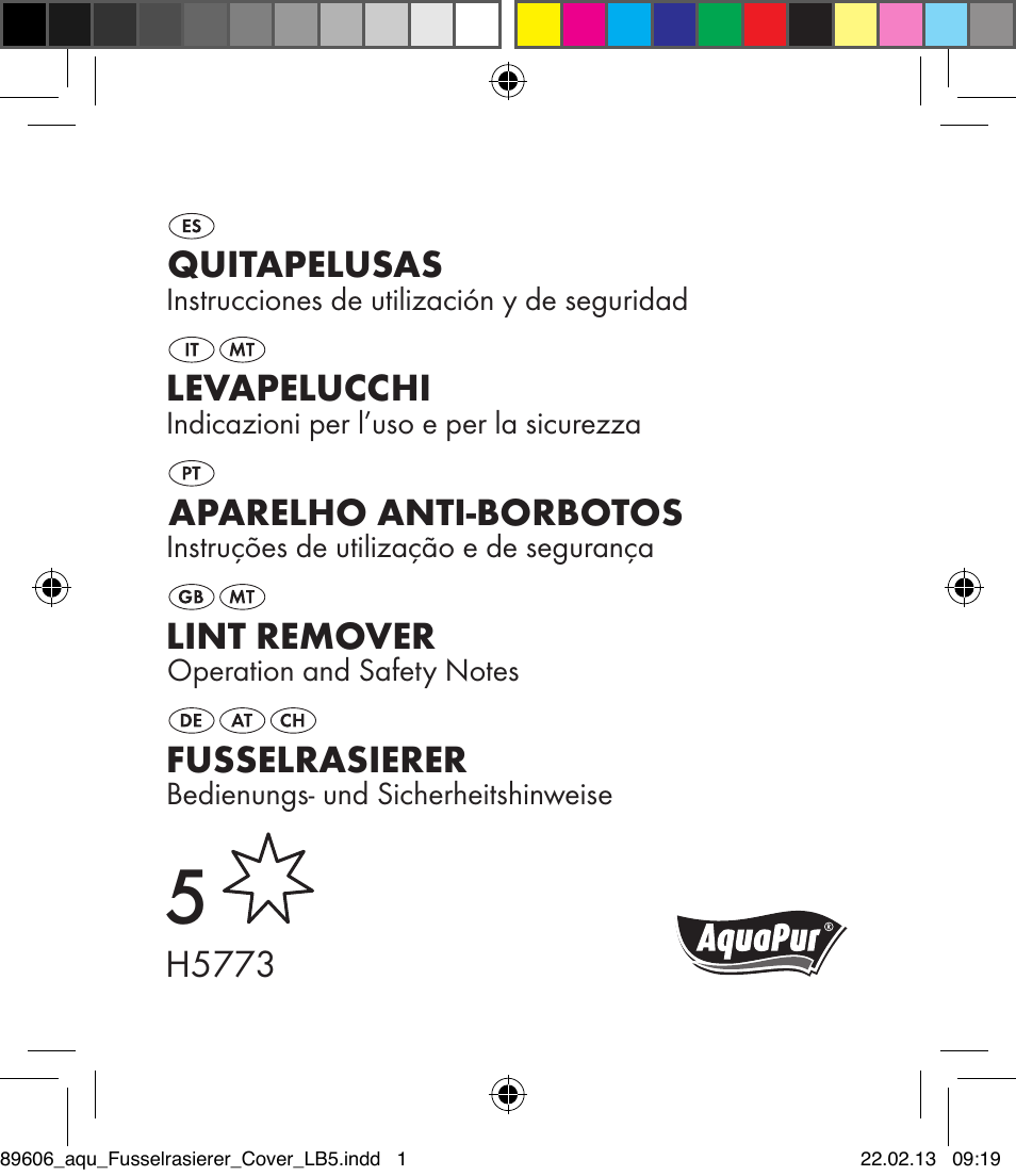 Aquapur H5773 Lint Remover User Manual | 50 pages