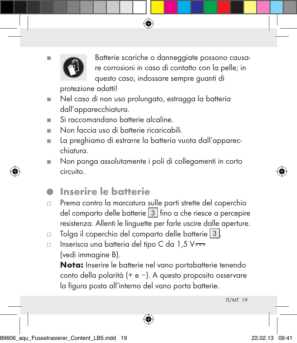 Inserire le batterie | Aquapur H5773 Lint Remover User Manual | Page 19 / 50