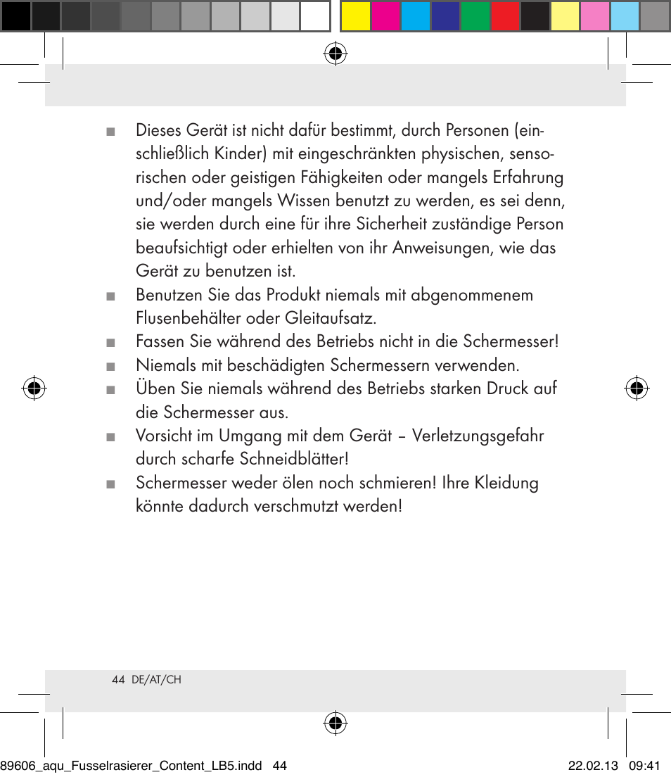 Aquapur H5773 Lint Remover User Manual | Page 44 / 50