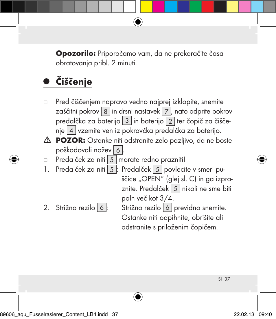 Čiščenje | Aquapur H5773 Lint Remover User Manual | Page 37 / 67