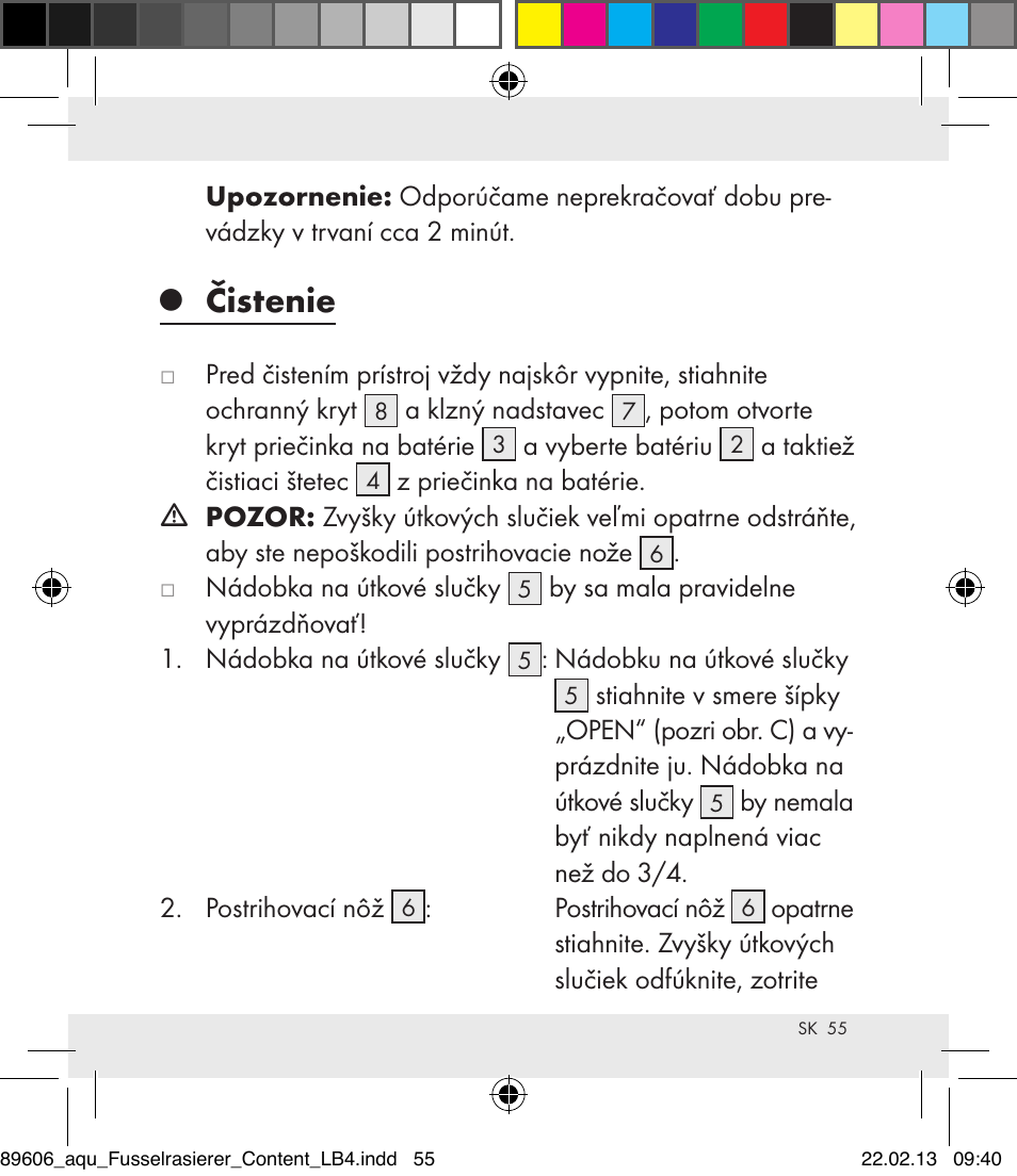 Čistenie | Aquapur H5773 Lint Remover User Manual | Page 55 / 67