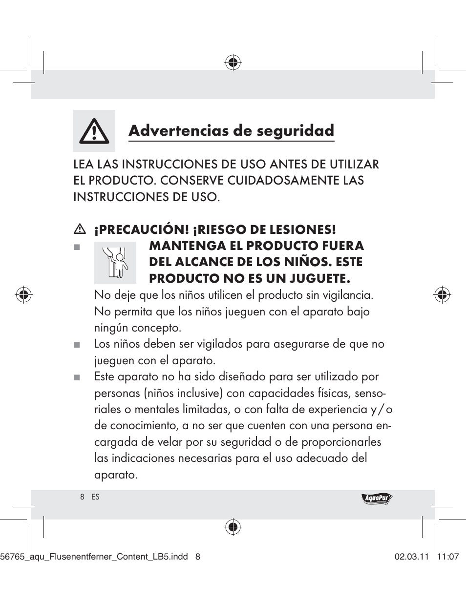 Advertencias de seguridad | Aquapur H5773 Lint Remover User Manual | Page 6 / 56
