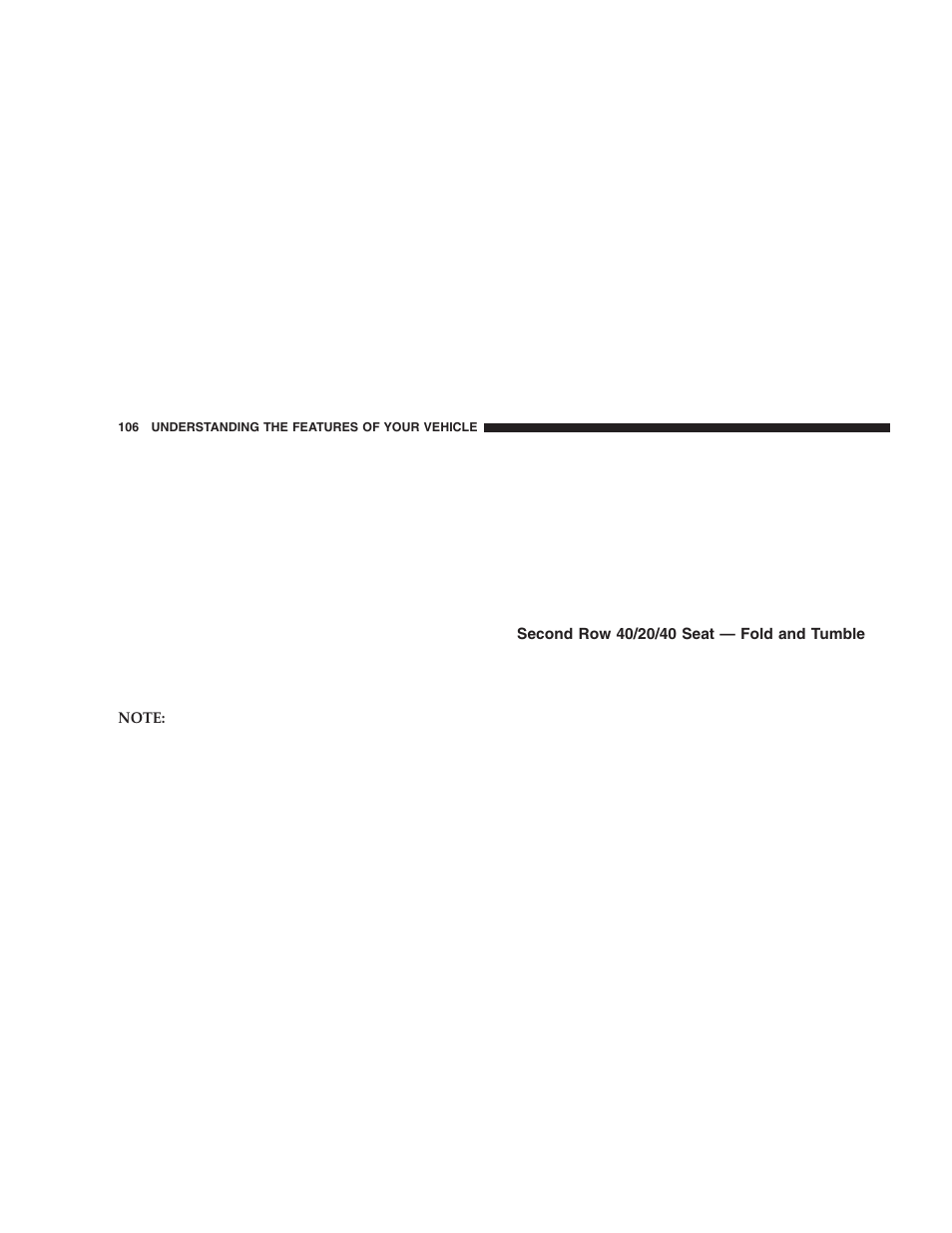 Second row 40/20/40 seat — fold and, Tumble | Dodge 2005 Durango User Manual | Page 106 / 416