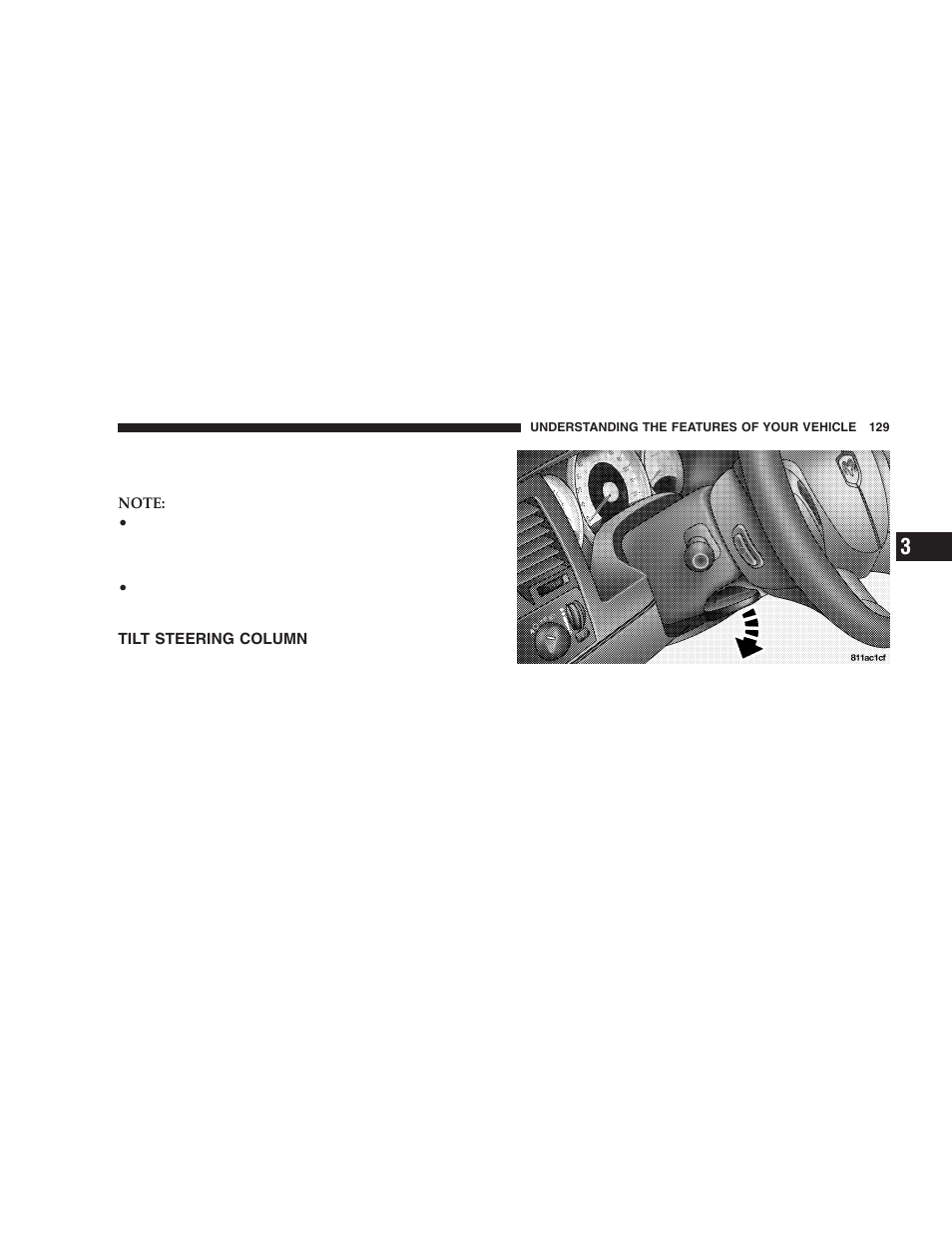 Tilt steering column | Dodge 2005 Durango User Manual | Page 129 / 416