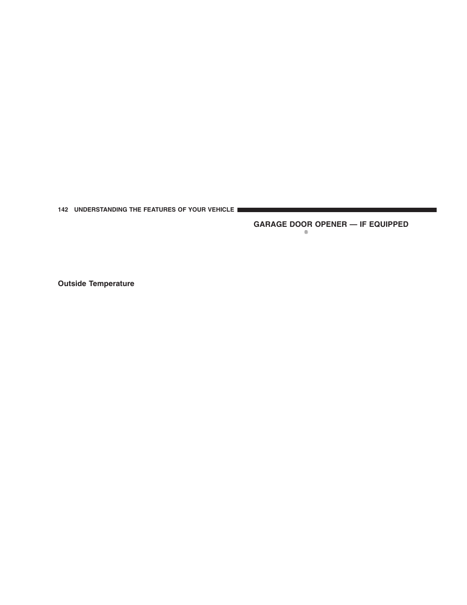 Outside temperature, Garage door opener — if equipped | Dodge 2005 Durango User Manual | Page 142 / 416