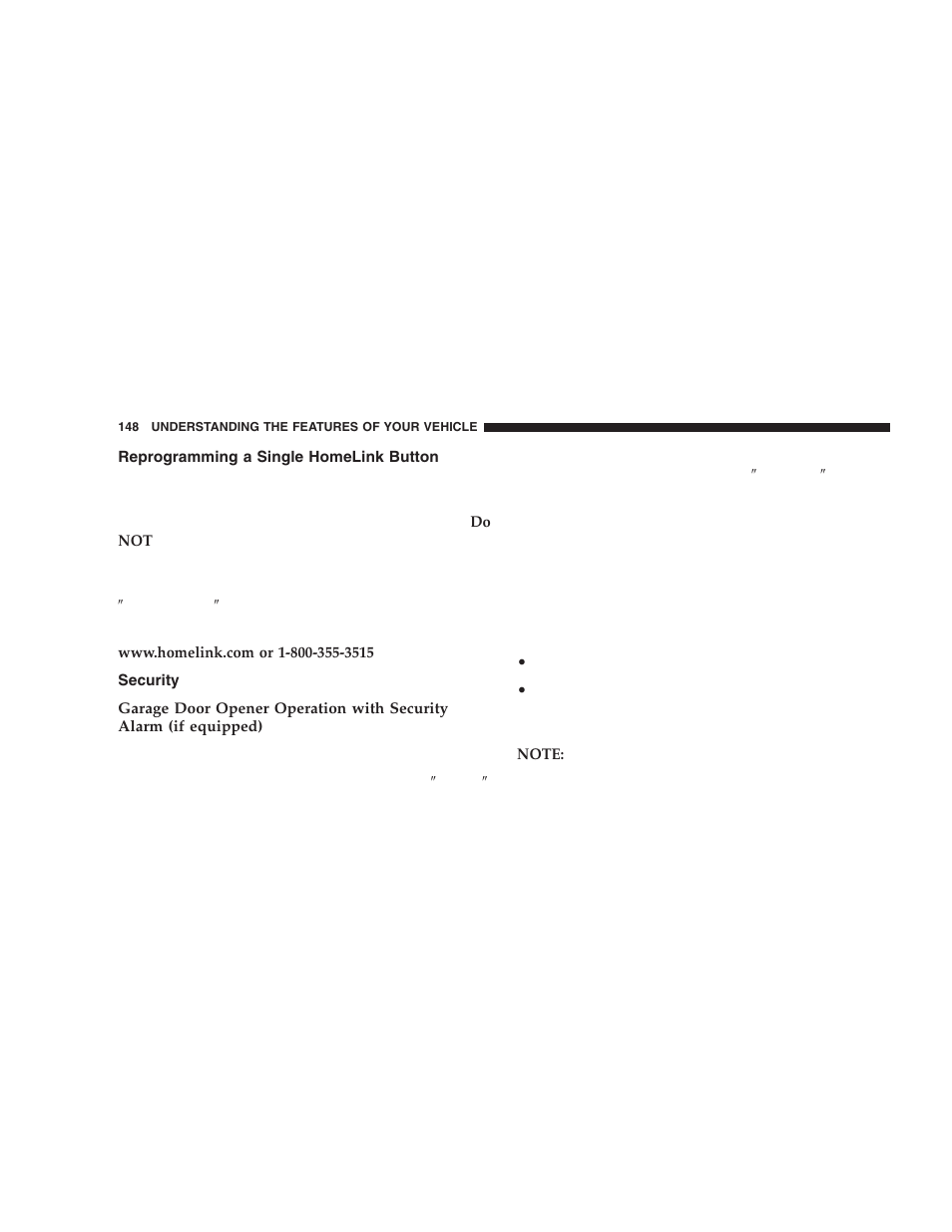 Reprogramming a single homelink button, Security | Dodge 2005 Durango User Manual | Page 148 / 416