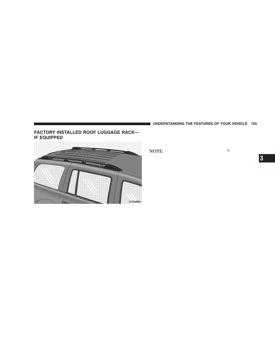 Factory installed roof luggage rack— if, Equipped | Dodge 2005 Durango User Manual | Page 155 / 416