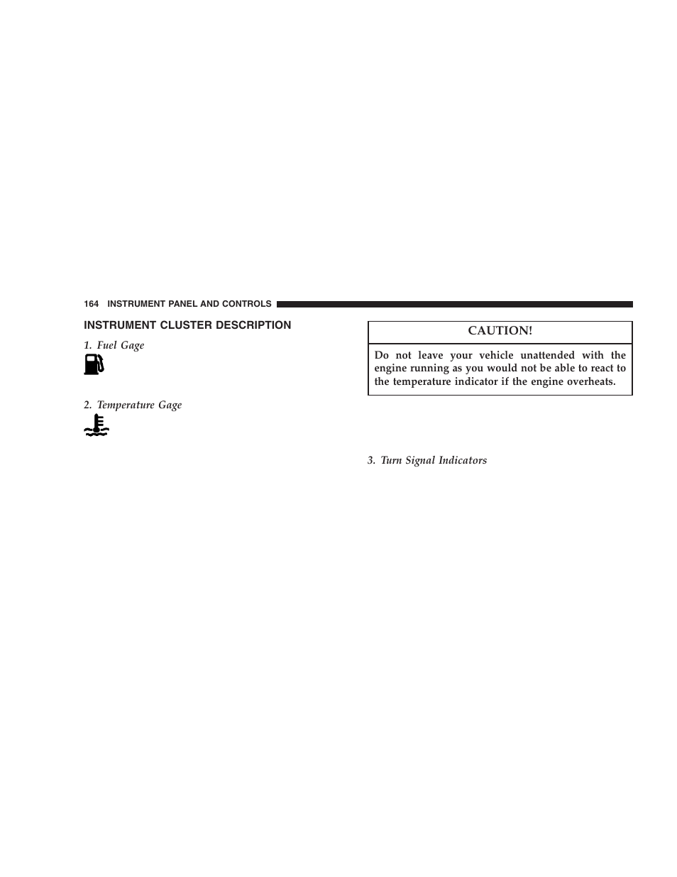 Instrument cluster description | Dodge 2005 Durango User Manual | Page 164 / 416