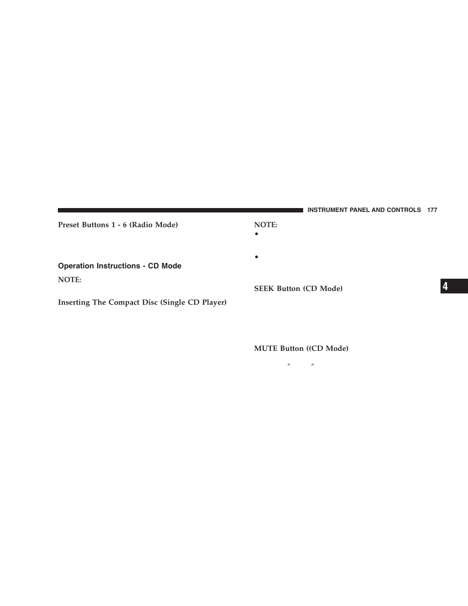 Operation instructions - cd mode | Dodge 2005 Durango User Manual | Page 177 / 416