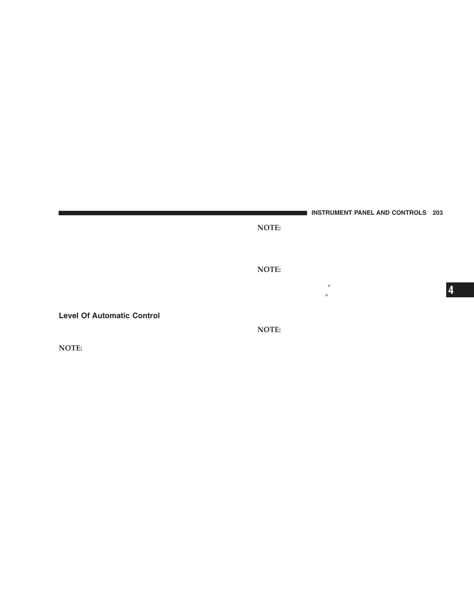 Level of automatic control | Dodge 2005 Durango User Manual | Page 203 / 416