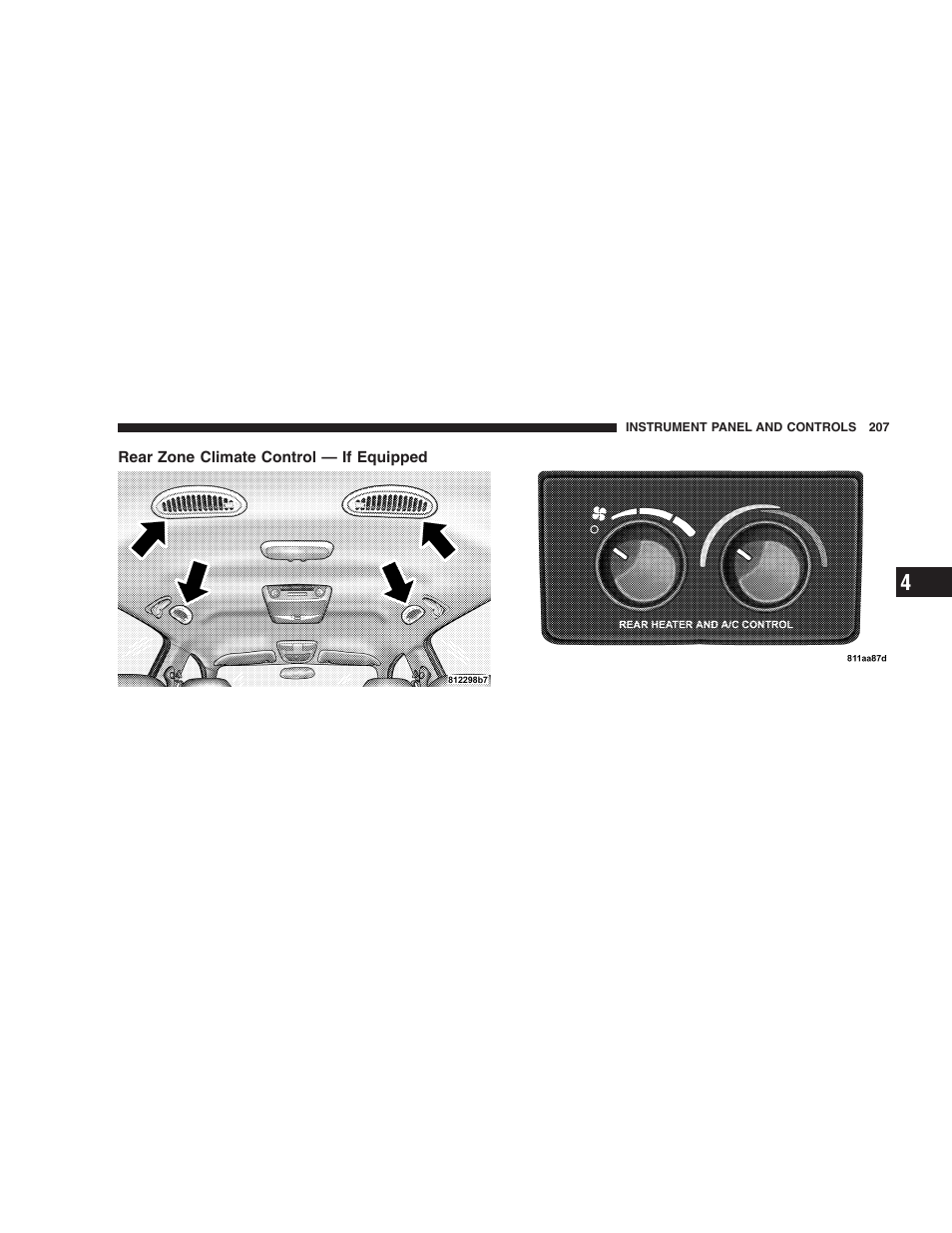 Rear zone climate control — if equipped | Dodge 2005 Durango User Manual | Page 207 / 416