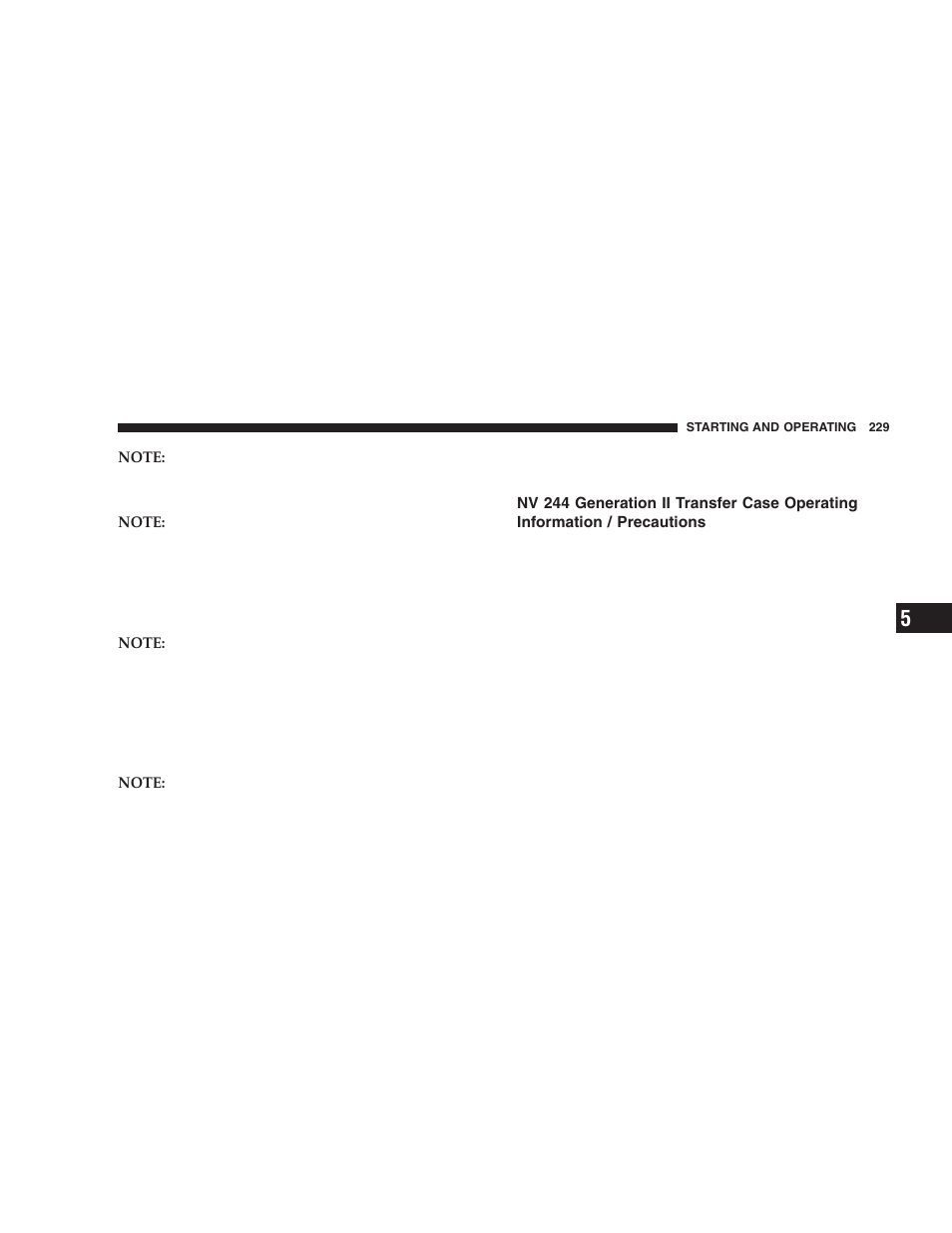 Nv 244 generation ii transfer case operating, Information / precautions | Dodge 2005 Durango User Manual | Page 229 / 416