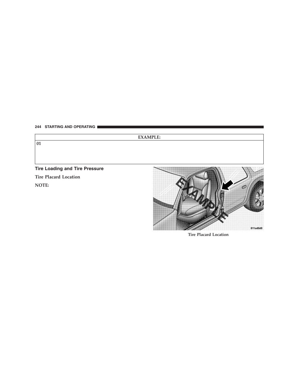 Tire loading and tire pressure | Dodge 2005 Durango User Manual | Page 244 / 416