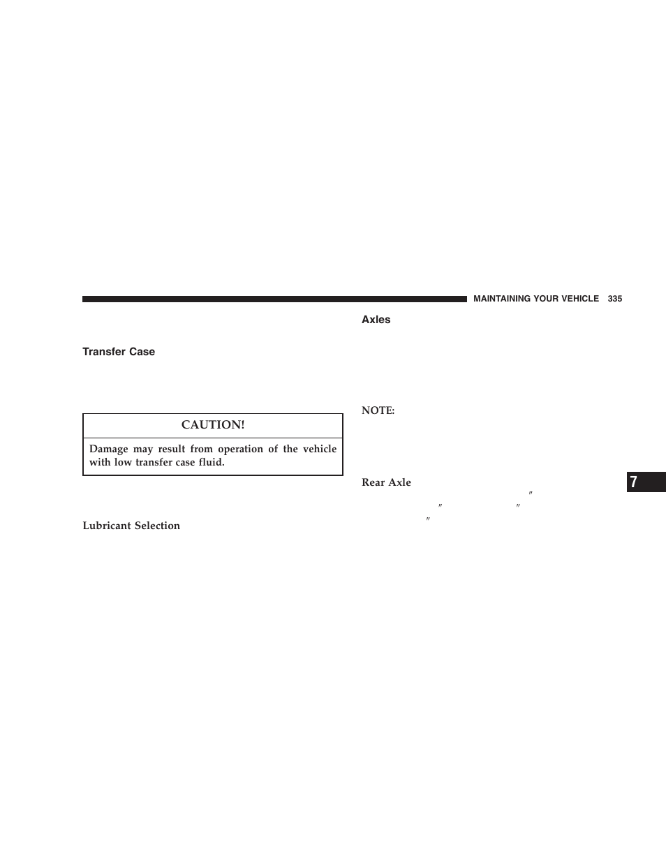 Transfer case, Axles | Dodge 2005 Durango User Manual | Page 335 / 416