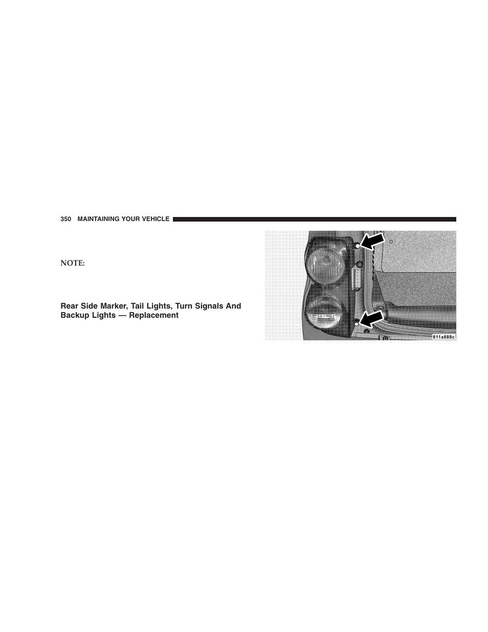 Rear side marker, tail lights, turn signals and, Backup lights — replacement | Dodge 2005 Durango User Manual | Page 350 / 416