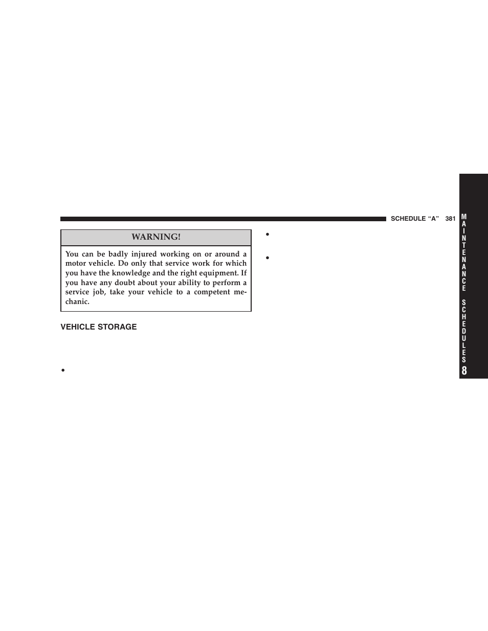 Vehicle storage | Dodge 2005 Durango User Manual | Page 381 / 416