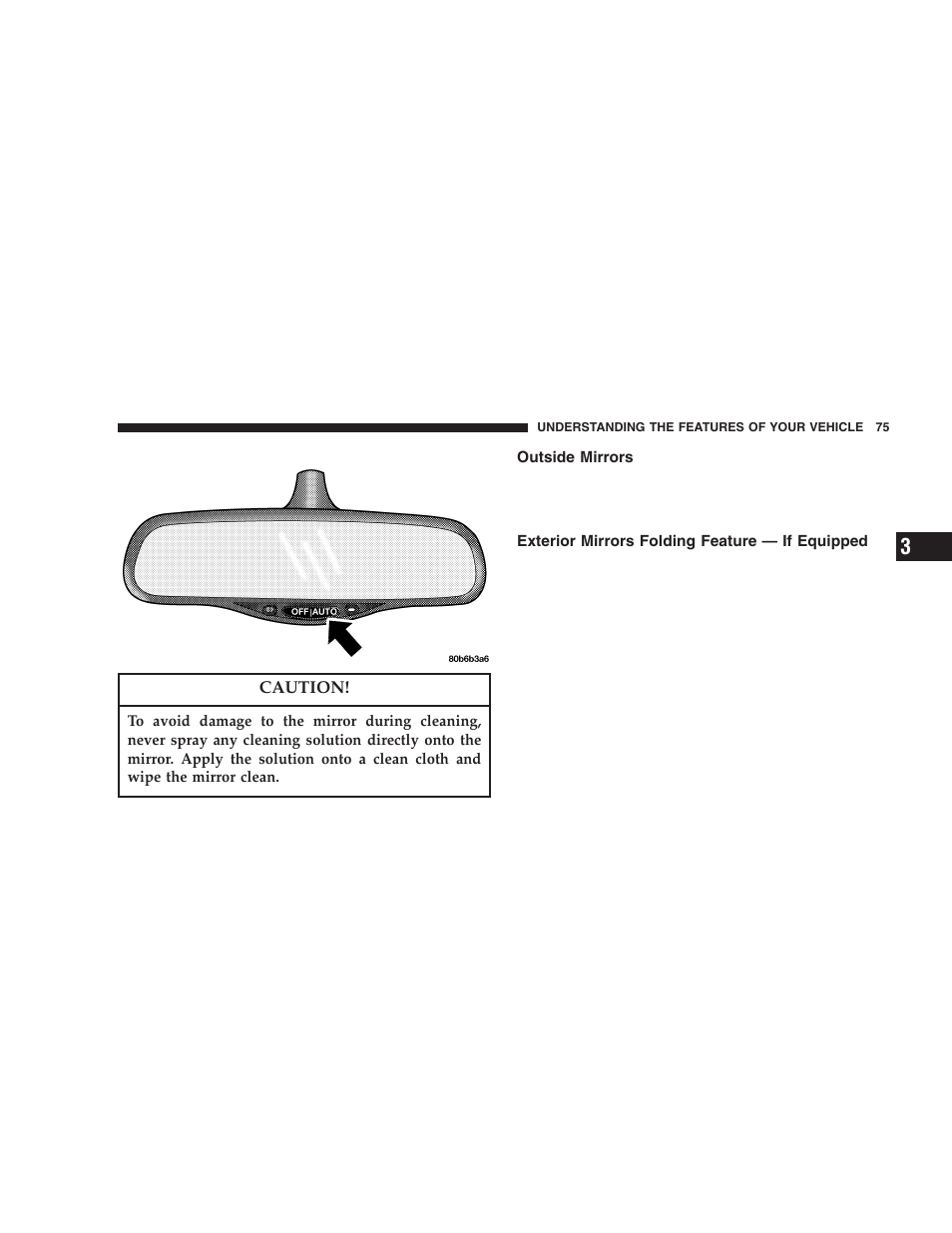 Outside mirrors, Exterior mirrors folding feature — if, Equipped | Dodge 2005 Durango User Manual | Page 75 / 416