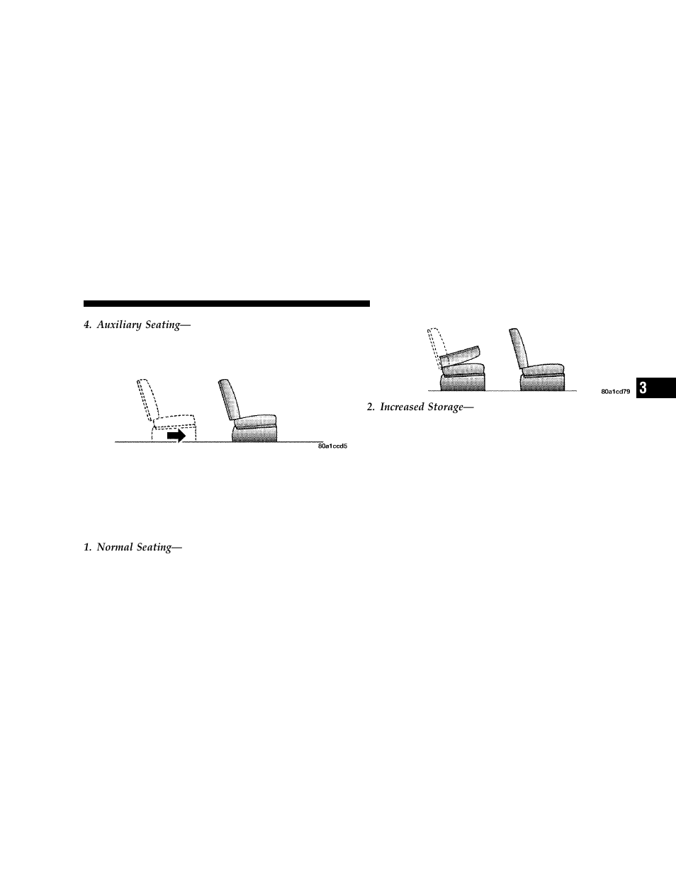 Rear quad and 50/50 seating flexibility | Dodge 2006 Grand Caravan User Manual | Page 139 / 504