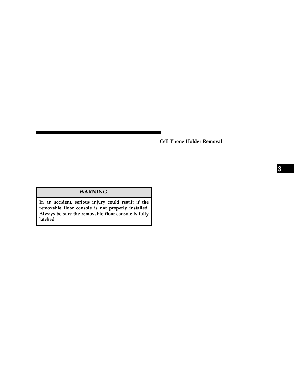 Removable floor console without fold-in-floor, Seating — if equipped | Dodge 2006 Grand Caravan User Manual | Page 185 / 504