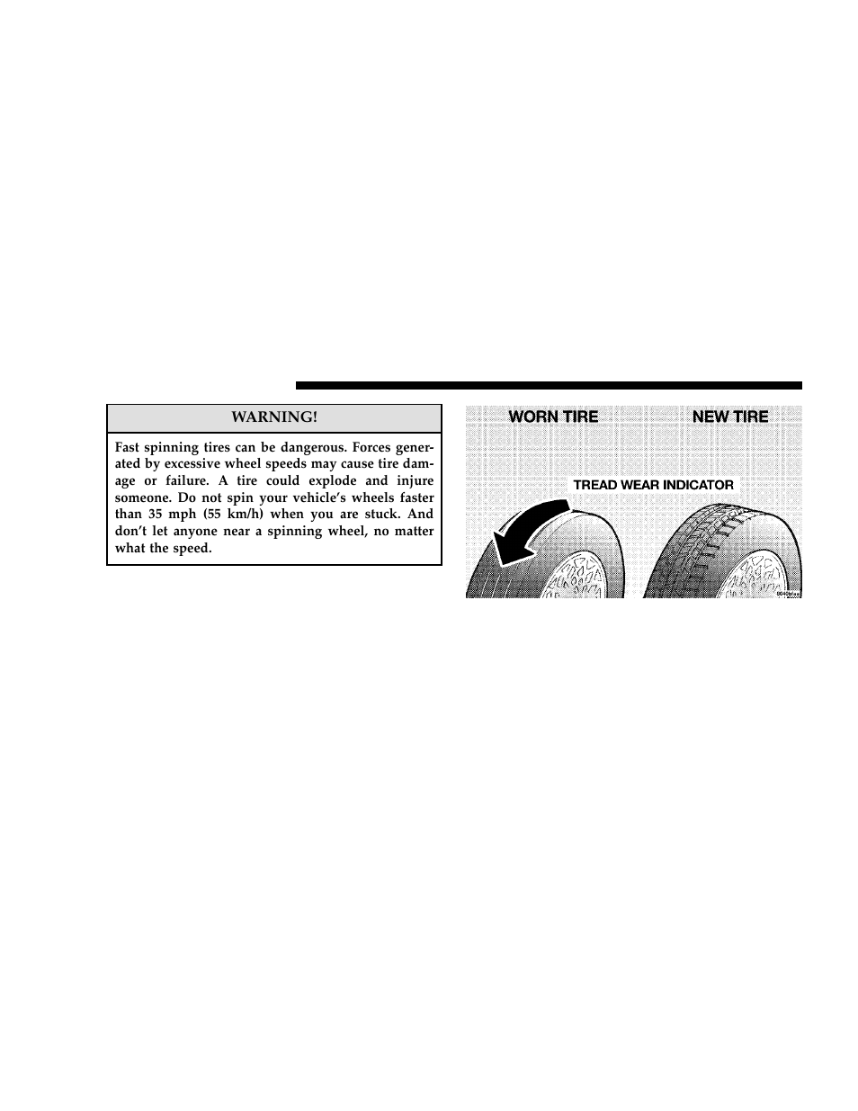 Tread wear indicators | Dodge 2006 Grand Caravan User Manual | Page 334 / 504