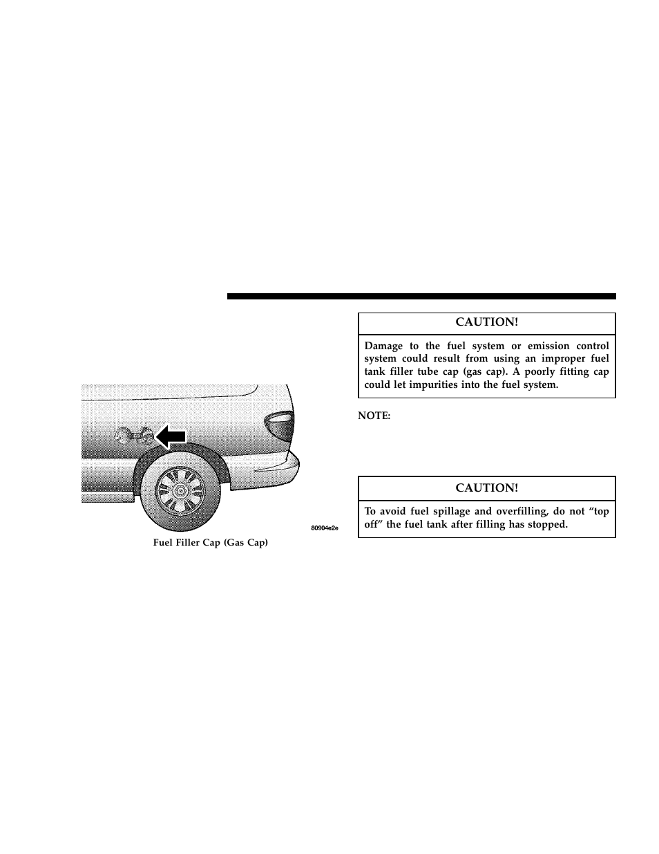 Adding fuel, Fuel filler cap (gas cap) | Dodge 2006 Grand Caravan User Manual | Page 346 / 504