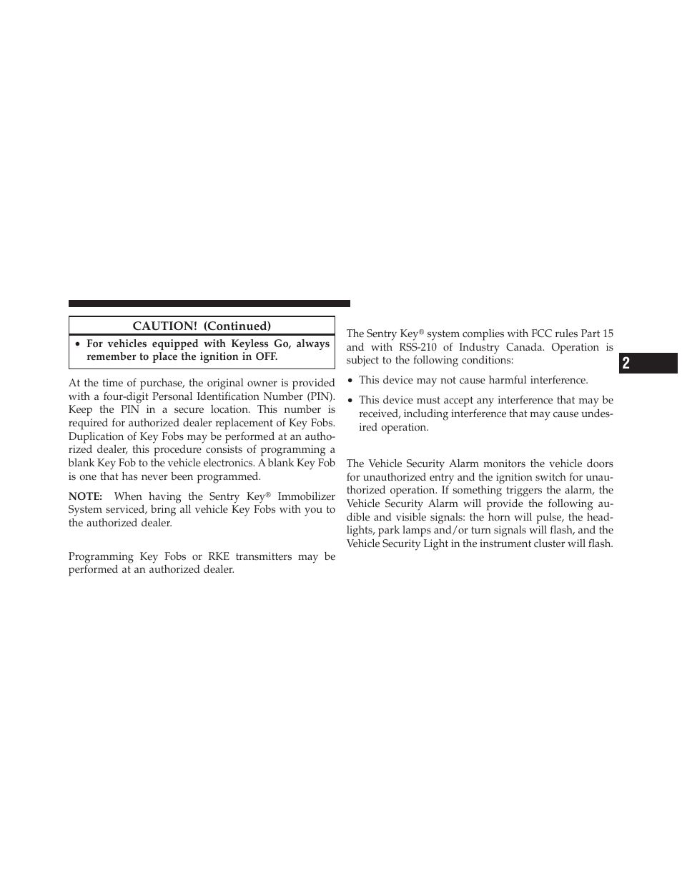 Customer key programming, General information, Vehicle security alarm | Dodge 2010 Challenger SRT8 User Manual | Page 18 / 436