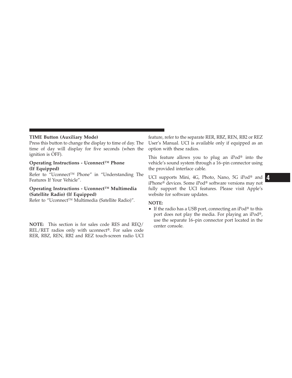 Universal consumer interface (uci) — if equipped, Universal consumer interface (uci), If equipped | Dodge 2010 Challenger SRT8 User Manual | Page 212 / 436