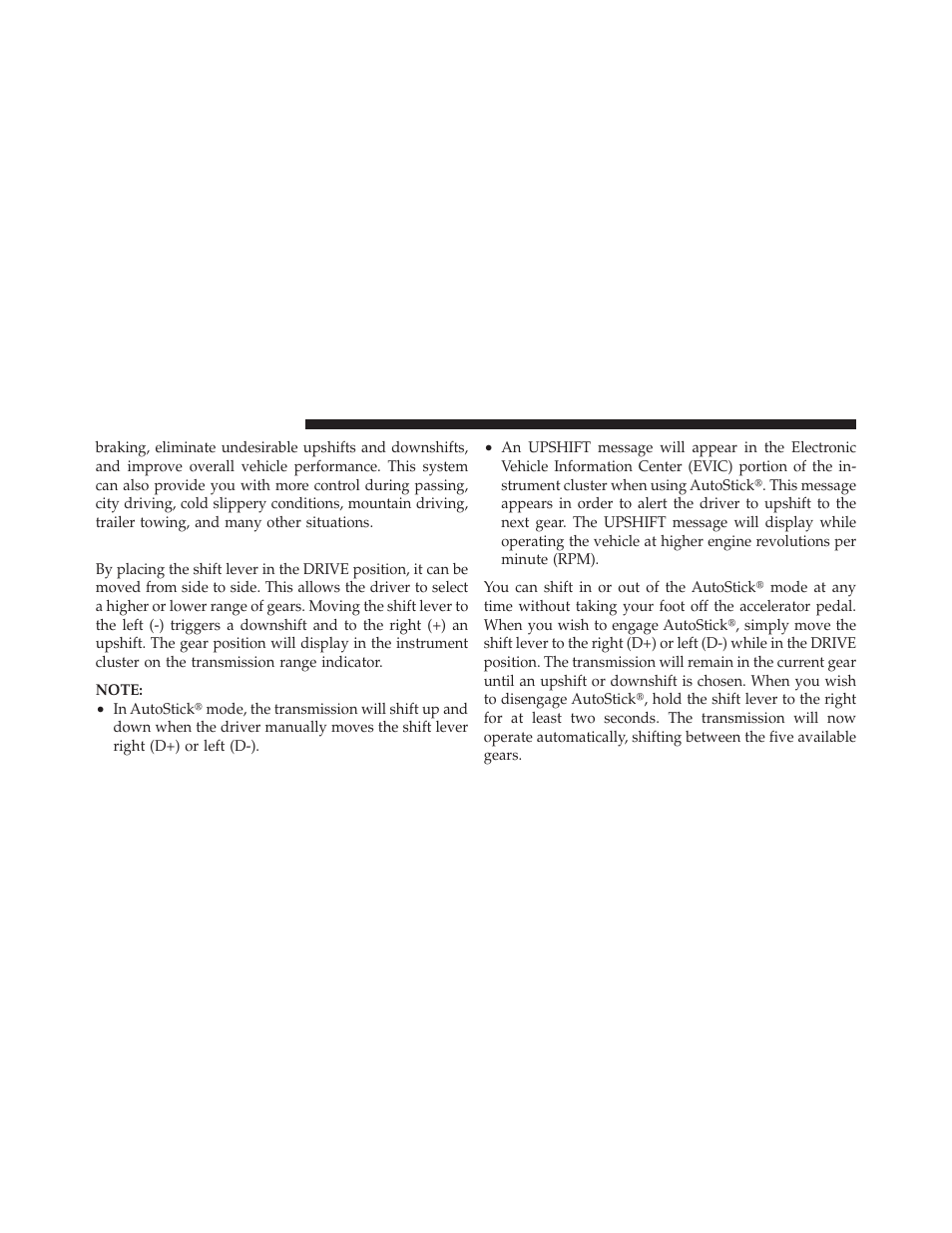 Operation | Dodge 2010 Challenger SRT8 User Manual | Page 259 / 436