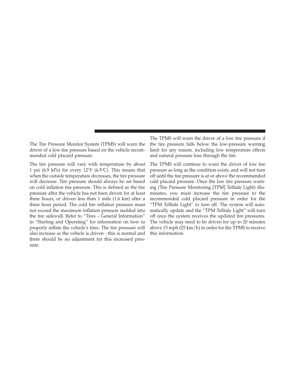 Tire pressure monitor system (tpms) | Dodge 2010 Challenger SRT8 User Manual | Page 299 / 436