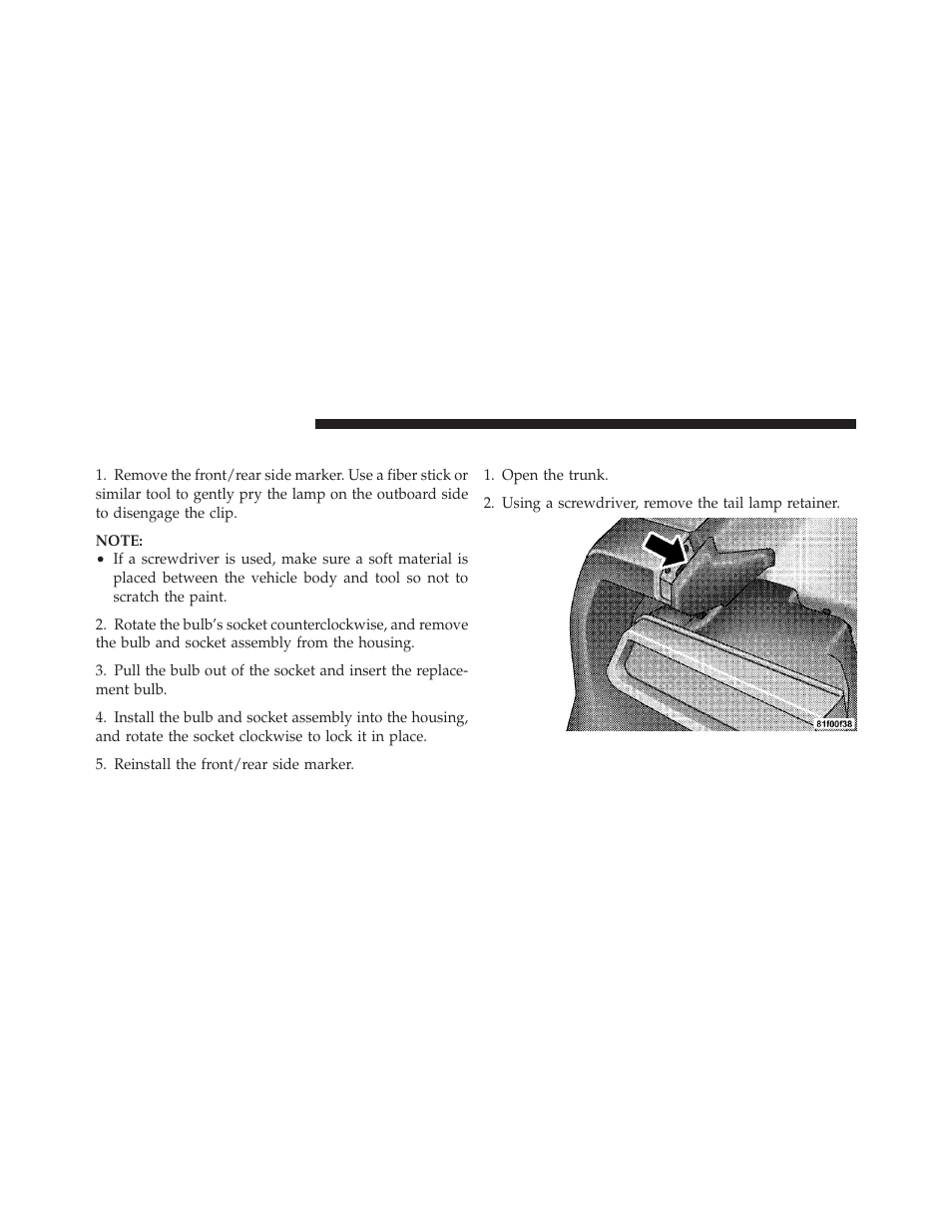 Front/rear side marker lamp, Tail/turn and stop lamp | Dodge 2010 Challenger SRT8 User Manual | Page 379 / 436