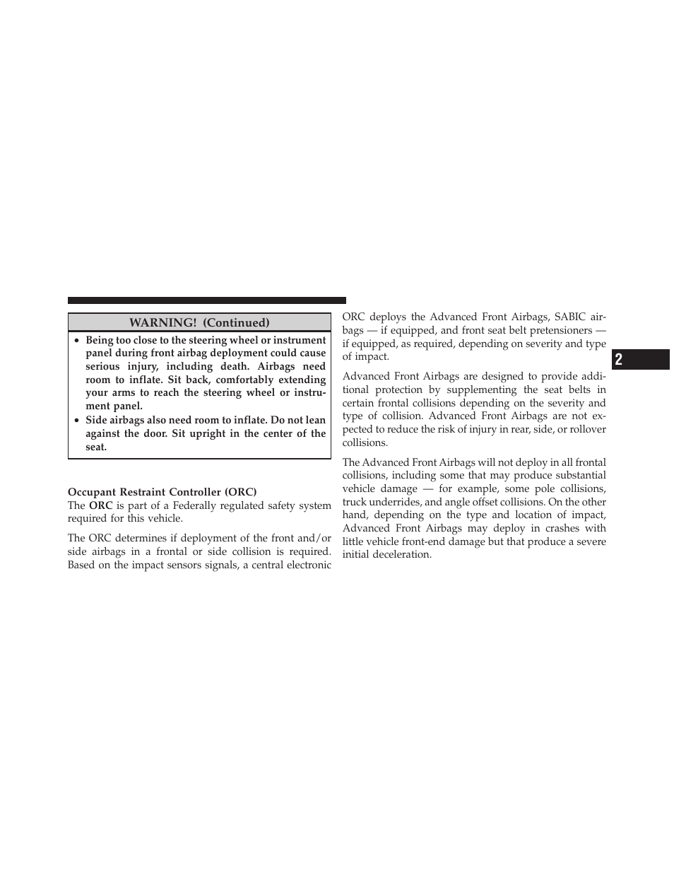 Airbag deployment sensors and controls | Dodge 2010 Challenger SRT8 User Manual | Page 52 / 436