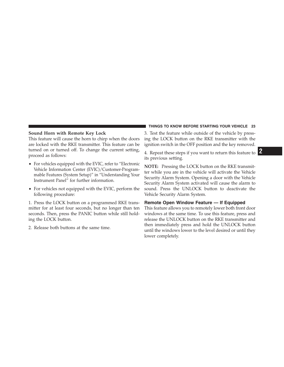 Remote open window feature — if equipped, Remote open window feature, If equipped | Dodge 2011 Ram Truck Chassis Cab User Manual | Page 24 / 472