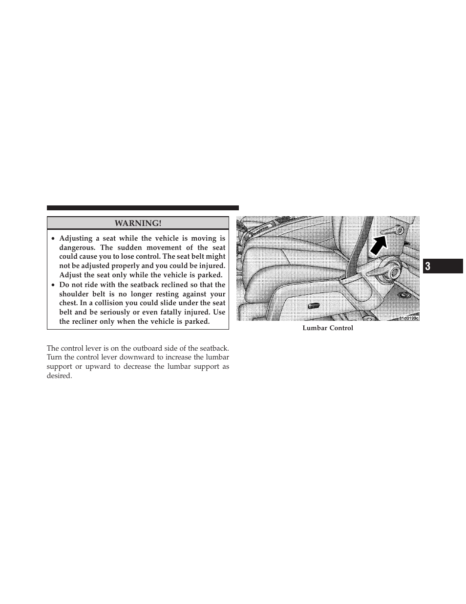 Lumbar support — if equipped | Dodge 2010 Journey User Manual | Page 102 / 512
