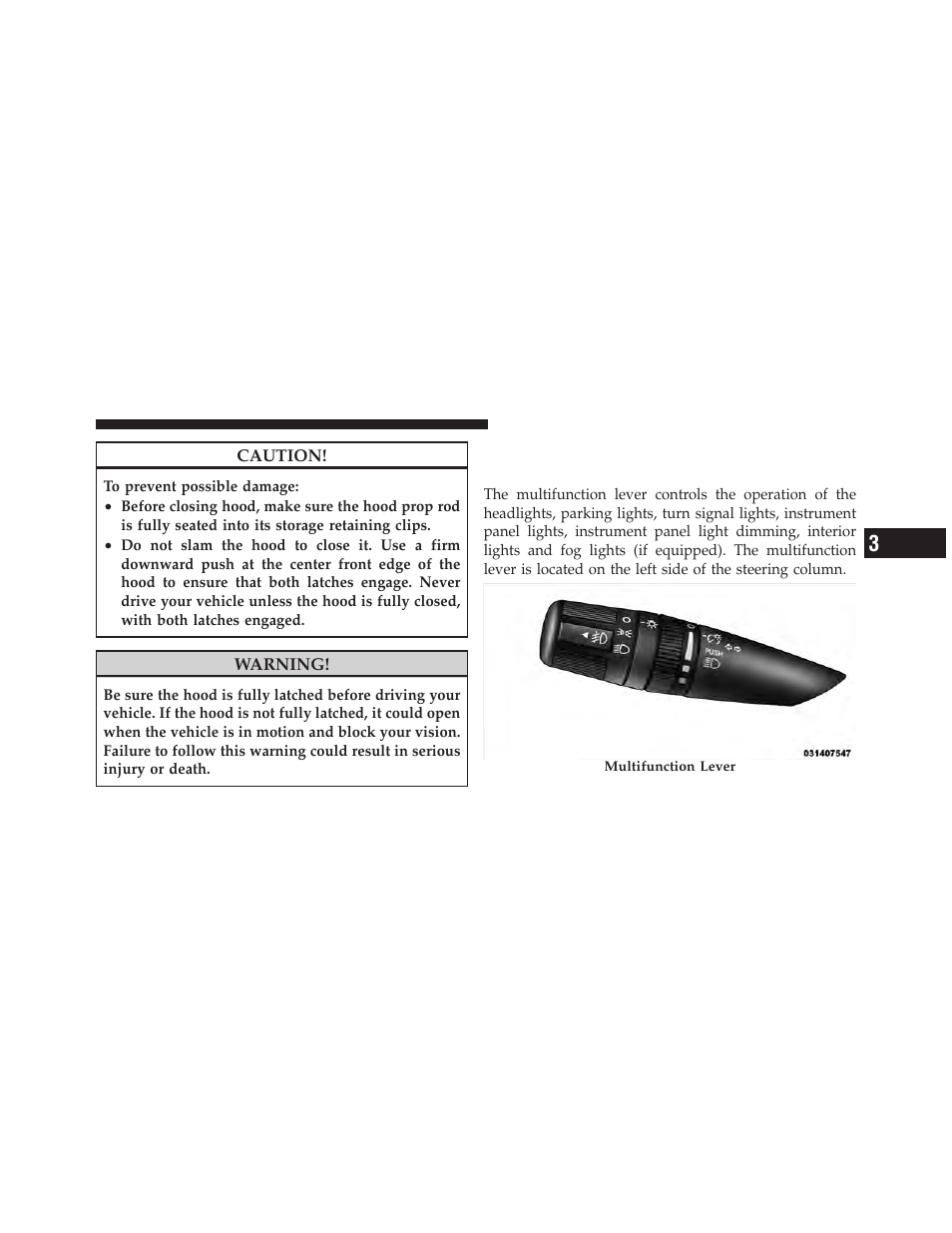 Lights, Multifunction lever | Dodge 2010 Journey User Manual | Page 122 / 512