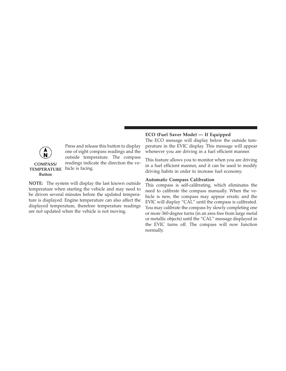 Compass display / eco (fuel saver mode), If equipped | Dodge 2010 Journey User Manual | Page 209 / 512