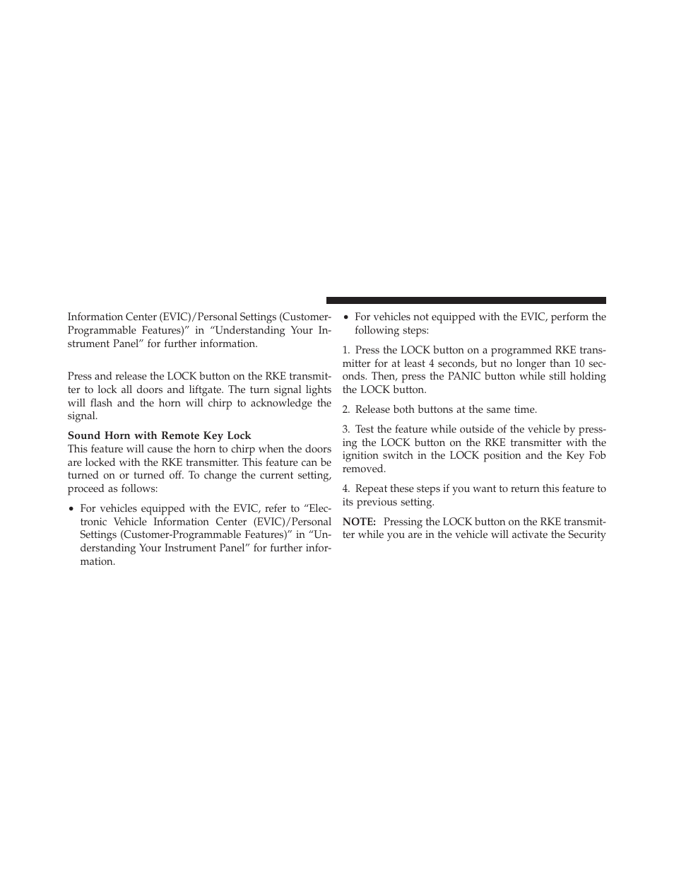 To lock the doors and liftgate | Dodge 2010 Journey User Manual | Page 23 / 512